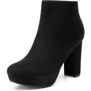 DREAM PAIRS Women's Stomp High Heel Ankle Boots (5.5, Black)