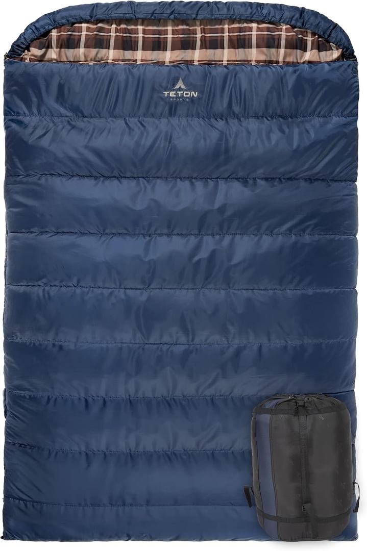 Teton Mammoth Queen Size Double Sleeping Bag- A Warm Bag The Whole Family can Enjoy Great for Camping, Hunting and Base Camp. Compression Sack Included