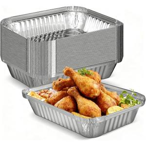 Redriver 1 Lb Small Aluminum Foil Pans, 30 Pack Disposable Aluminum Pans, Deep Aluminum Trays, Square Cake Baking Tins for Cooking, Roasting, Heating, Catering Supplies, Steam Tables