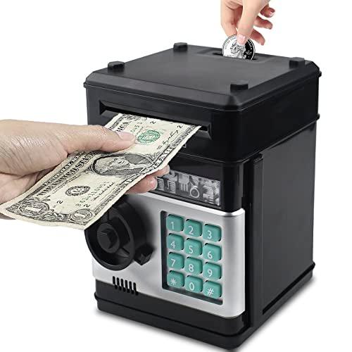 HUSAN Piggy Bank for Kids, Electronic Password Code Money Bank ATM Bank Box Coin Bank for Children Boys and Girls (Black)