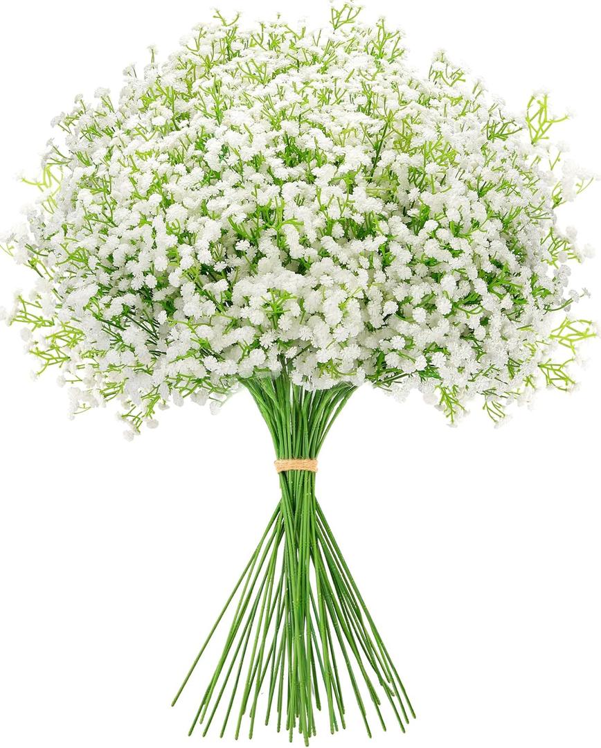 MERIXMAS Babys Breath Artificial Flowers, Babys Breath Flowers Artificial Bulk for Wedding Decor, White Fake Flowers for Party Home Garden Decor (24, White)