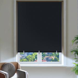 Blackout Curtains for Bedroom, Self Adhesive Indoor Blackout Blinds, No Drilling or Tools, UV Protection, Portable Roller Window Shades Cover for Living Room Office or RV Travel (26W  68" H, Black)