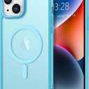 Anuck Case for iPhone 14 Plus Case Magnetic Phone Case Compatible with MagSafe, Soft TPU Bumper Hard Translucent Matte Back Slim Fit Shockproof Protective Cover for Men Women Girls - Lake Blue