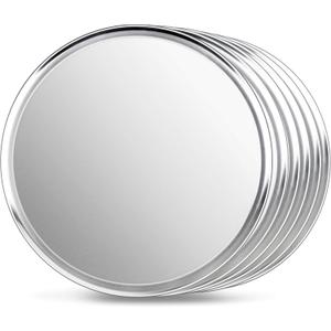 New Star Foodservice Restaurant-Grade Aluminum Pizza Pan/Tray, Wide Rim, 18 Inch, Pack of 6