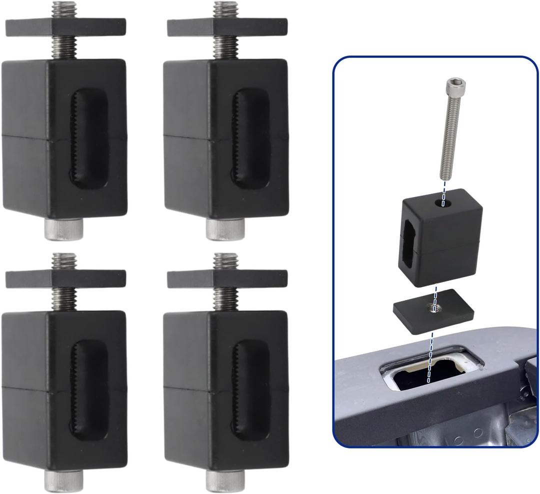 4 Sets Truck Bed Stake Pocket Mounting Kit Stainless Steel with Black Rubber Blocks Universal Fit for Standard Truck Beds, Complete Hardware for Rack & Accessory Installation-Tougher Rubber