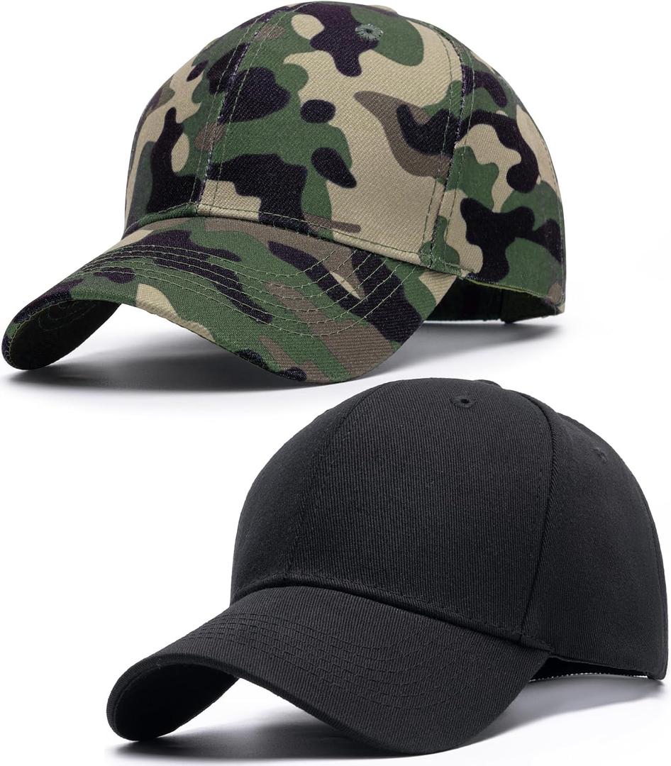 Structured Baseball Hats for Men Women Breathable Washed Cotton Baseball Caps Adjustable Golf Dad Hat for Wide Occasion, M-L