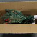 Glintoper Lighted Artificial Christmas Urn Filler, Pre-lit Xmas Pine Trees with Cones, Golden & Red Berries, Tripod Stake and 60 LED Lights, Outdoor Light Up Planter Filler Holiday Home Decor, 1 Pack