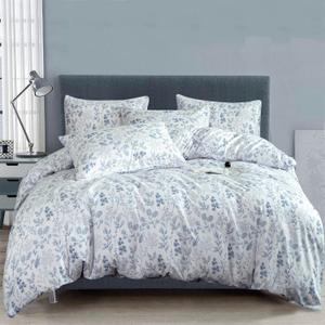 Floral 3-Piece Soft Cute Bedding Set - King Garden Style Blue Flower Print Botanical Comforter and 2 Pillowcases (King(90"x104"))