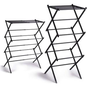 BINO 3-Tier Collapsible Drying Racks | Black | Laundry Foldable Rack | Air Drying & Hanging | Foldable Portable Indoor & Outdoor | Space Saving Clothes Dryer Stand