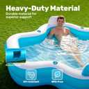 SLOOSH Inflatable Pool for Family with Seats, 120" x 101" x 26" Full-Sized Blow Up Durable Thickened Above Ground Pool with Backrest Cup Holders,Swimming Pools for Backyard Summer Water Lawn, Blue