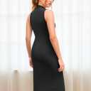 CIDER Bodycon Dresses for Women Mock High Neck Sleeveless Ruched Work Dress | Cocktail Elegant Midi Dress, Classic Summer Fall Outfits (M)