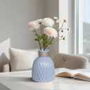Blue Ceramic Vase for Flowers, 6 inch Small Modern Vase for Home Decor, Textured Decorative Vases for Centerpieces,Bathroom, Living Room, Desk,Shelf,Office Decor