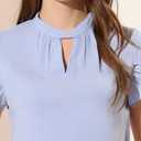 Allegra K Women's Elegant Petal Sleeve Twist Stand Collar Keyhole Neck Casual Office Blouse Size XS