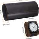HARFINGTON Watch Roll Travel Case 3 Slots Portable Leather Storage Cases for Men and Women, Watches Storage Organizer with Removable Pillows for Traveling, Display, Home Storage, Coffee