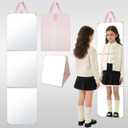 49 x 12 Inches Foldable Portable Full Length Mirror for Travel, Shatterproof Trifold Hanging Folding Mirror for Camping, Dance Bag with Garment Rack, Makeup Full Body Over the Door, Large, RV, Pink