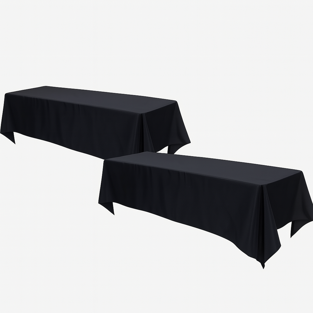 2 Pack Black Table Covers – 29"x72" Rectangular Fitted Tablecloths for Events, Parties, and Banquets