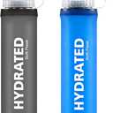 SLUXKE Soft Flask 2 Pack with Dust Cap, 17oz/500ml Flexible TPU Soft Water Flasks for Running Vest, BPA-Free Hydration Foldable Flask for Hiking, Cycling