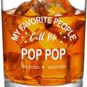 2 x My Favorite People Call Me Pop Pop Whiskey Glass, Funny Pop Pop Gifts, Grandfather Grandpa Gifts from Grandchildren for Fathers Day Birthday Christmas Day, 10oz (Transparent)