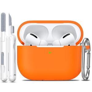 R-fun for AirPods Pro 2nd/1st Generation Case with Cleaner Kit,Soft Silicone Protective Case Cover for Apple AirPod Pro 2/1 for Women Men,AirPods Pro Case Accessories with Keychain,Orange