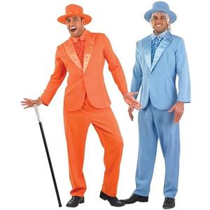 fun shack Tuxedo Costume for Men – Orange or Blue Suit – Funny 90s Movie Character Outfit for Halloween & Parties ( Orange) Size Medium