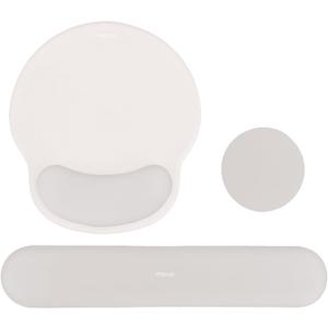 MOSISO Wrist Rest Support for Mouse Pad&Keyboard Set, Circle Curved Ergonomic Mousepad&Coaster Non-Slip Base Home/ Office Pain Relief&Easy Typing Pad with Soft Cloth&Raised Memory Foam, Stone Gray