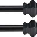 Curtain Rods for Windows 46-78 Inch, 5/8"Black Curtain Rods 2 pack, Stainless Steel Heavy Duty Curtain Rods for Bedroom, Living Room, Outdoor Curtain Rod Black (32"-78"2pack)