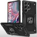 for Samsung Galaxy S25 Ultra 5G Case Rugged Military Grade Heavy Duty Armor Shockproof S25 Ultra Phone Case with 360 Metal Ring Kickstand Mount Magnetic Cover for Samsung Galaxy S25 Ultra (Black)