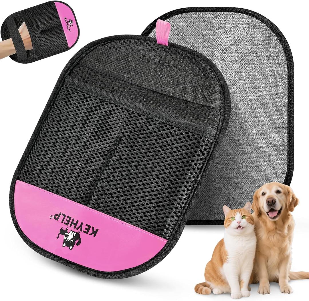 Pet Hair Removal Glove for Dogs & Cats, Newly Upgraded Reusable Electrostatic Pet Hair Glove, Magic Brush Pet Hair Remover Tool for Clothing, Couch, Carpet, Car SeatPink