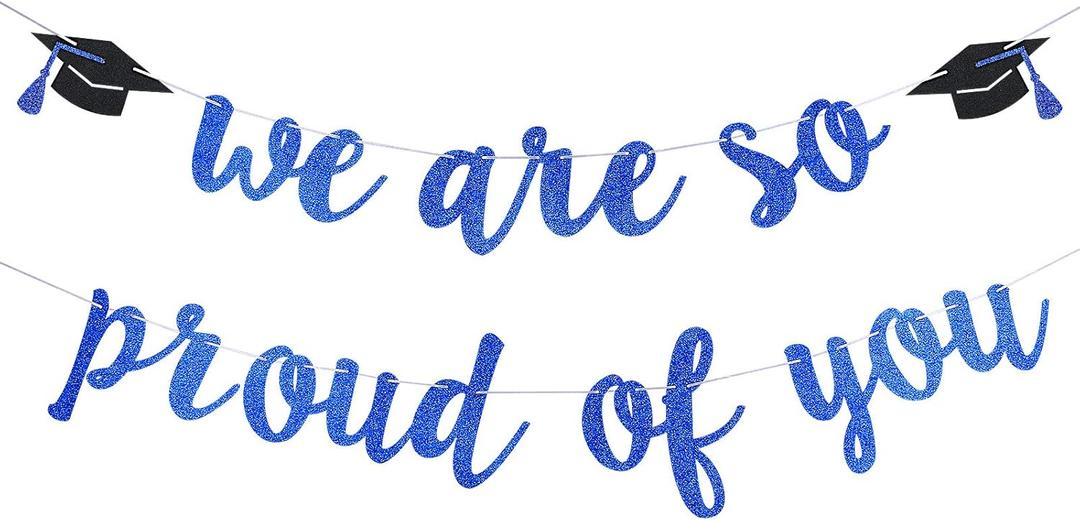 3 x 2026 Graduation Banner Party Decorations Blue We are So Proud of You Congratulations Banner for High School College Graduation Party Decorations 2026 Blue