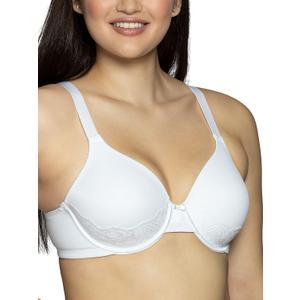 Vanity Fair Women's Beauty Back Full Figure Underwire Smoothing Bra with Lace (36D, White)