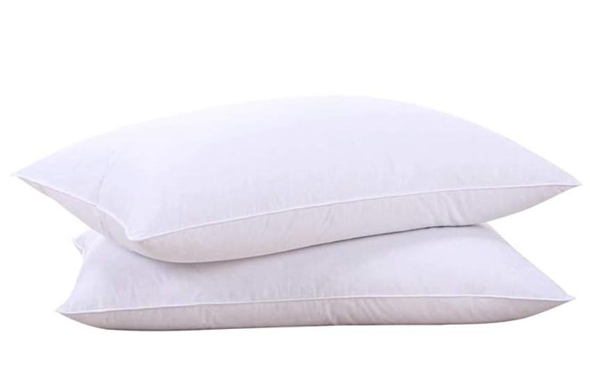 Goose Feathers and Down White Pillow Inserts, Bed Sleeping Hotel Collection Pillows Set of 2 Standard Size 20x26