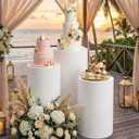 HAISIWLKJ 3PCS Cylinder Pedestal Stands for Parties, White Metal Round Cylinder Plinths Dessert Table Display Pillars for Birthday Wedding Bridal Baby Shower Party Decorations(Small)