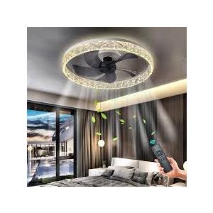 LUDOMIDE Ceiling Fans with Lights and Remote, 20” Ceiling Fan with 3 Blades, Modern Low Profile Ceiling Fan, Noiseless Reversible DC Motor for Bedroom Living Room