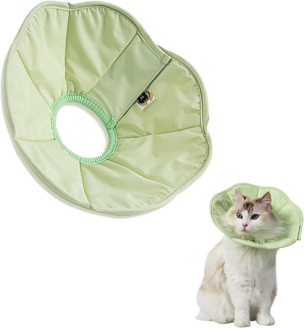 Touchdog Soft Cat Cone Collar, Waterproof Recovery Collar for Cats After Surgery, Lightweight Elizabethan Collar for Kittens, Small to Large (Green, S)