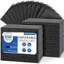 550 Pack Disposable Dental Bibs 13"x18", 3-Ply Waterproof Tattoo Bibs Sheet for Nail Salon, Dental Clinic, Feeding, Tattoo Shop (Black)