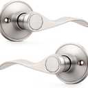 Probrico Pack of Two Dummy Door Lever for Left Hand and Right Hand Brushed Nickel Interior Door Handle Wave Style Non-Turning Door Knob Stainless Steel