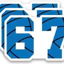 (3Pcs) Blue Volleyball 67 Stickers Funny Six Seven Gen Alpha Meme 6 7 Numbers Vinyl Decal for Coach, Player, Teens Fans, Waterproof Sticker for Water Bottle Laptop Scrapbook Phone Case, 3" x 2.1"