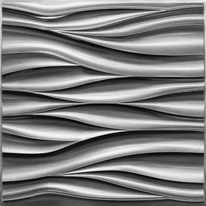 STICKGOO 3D Wall Panels, Brushed Silver Decorative Wall Covering Panels, Wave Wall Panels for Interior Wall Decor, PVC Accent Tiles for Living Room, TV Backdrop
