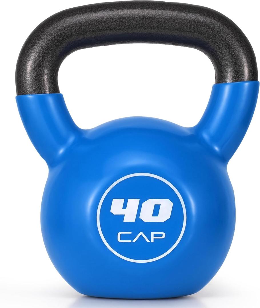 CAP Vinyl Coated Cast Iron Kettlebell, 40 LB Home Gym Weight