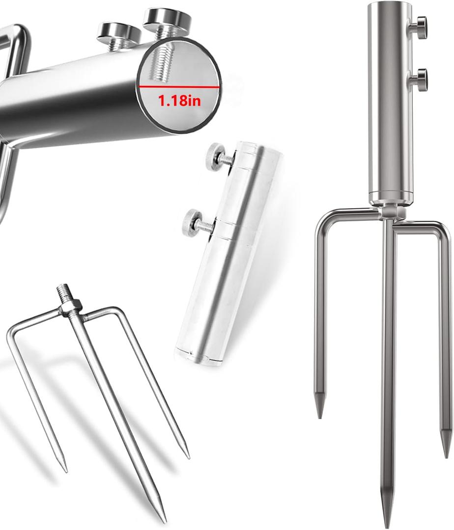 Beach Umbrella Sand Anchor with 3 Nails, Metal Sun Umbrella Holder, Outdoor Umbrella Stand Steel Anchor for Beach Grass Sand, Suitable for Umbrella Under 1.18 inches