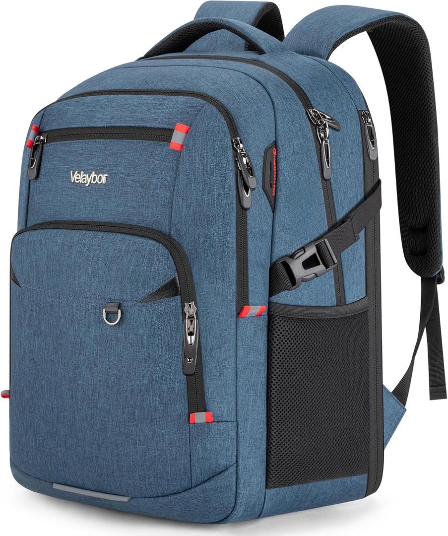 40L Expandable Laptop Backpack, Anti-thief Travel Backpack, Airline Approved Business Waterproof Carry on Luggage, Fits 15.6" Laptop for Men Women (Blue)
