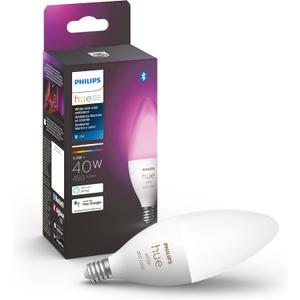 Philips Hue Smart 40W B39 Candle-Shaped LED Bulb - White and Color Ambiance Color-Changing Light - 1 Pack - 450LM - E12 - Control with Hue App - Works with Alexa, Google Assistant and Apple Homekit