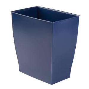 iDesign Small Plastic Bathroom Can, Slim Rectangle Garbage Bin for Bedroom, Office, Dorm, Navy Blue