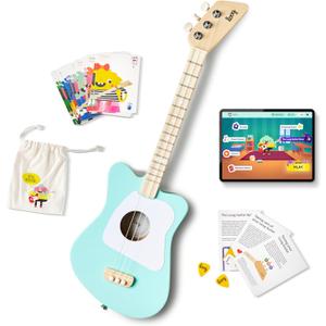 Loog Mini Acoustic kids Guitar for Beginners 3-strings Ages 3+ Learning app and lessons included (Green)