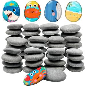 ReePlan 50PCS Rocks for Painting, 2-3 Inches Natural Smooth River Rocks for Painting, Flat Stones for Crafts and Decorations, Kindness Stones for DIY Arts (50)