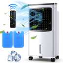 Evaporative Air Cooler, 3-in-1 Swamp Cooler with Remote Control, 3-Mode, 3-Speed and 7.5H Timer Function, Portable Air Cooling Fan for Room Bedroom Home Office