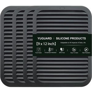 Trivets for Hot Dishes 4 - Pack Heat Resistant Pot Holders for Kitchen | Non - Slip Hot Pads for Hot Pots, Pans & Quartz Countertops | Black Kitchen Silicone Mats