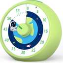 Visual Timer for Kids, 60-Minute Countdown Timer for Classroom Office Kitchen, Desk Timer Kids Time Management Tools with Silent Operation, Pomodoro Time Rainbow Pattern (Planet Green)