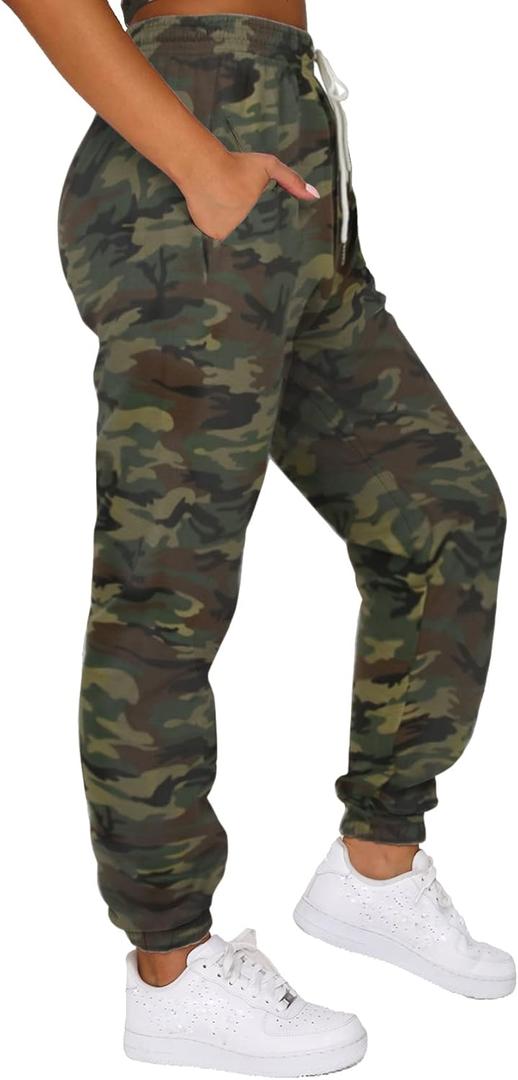 Waitfairy Sweatpants Women - Joggers for Women High Waist Baggy Sweat Pants for Womens Joggers with Pockets (X-Large, Dark Camouflage)