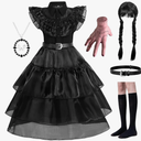 WYB Black Costume Dress for Girls Cosplay Dress Kid Halloween Costumes Costumes Cosplay Party Dress with Accessories 4-12Y